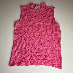 Just Polly Vibrant Pink Sleeveless Lace‎ Tank Top